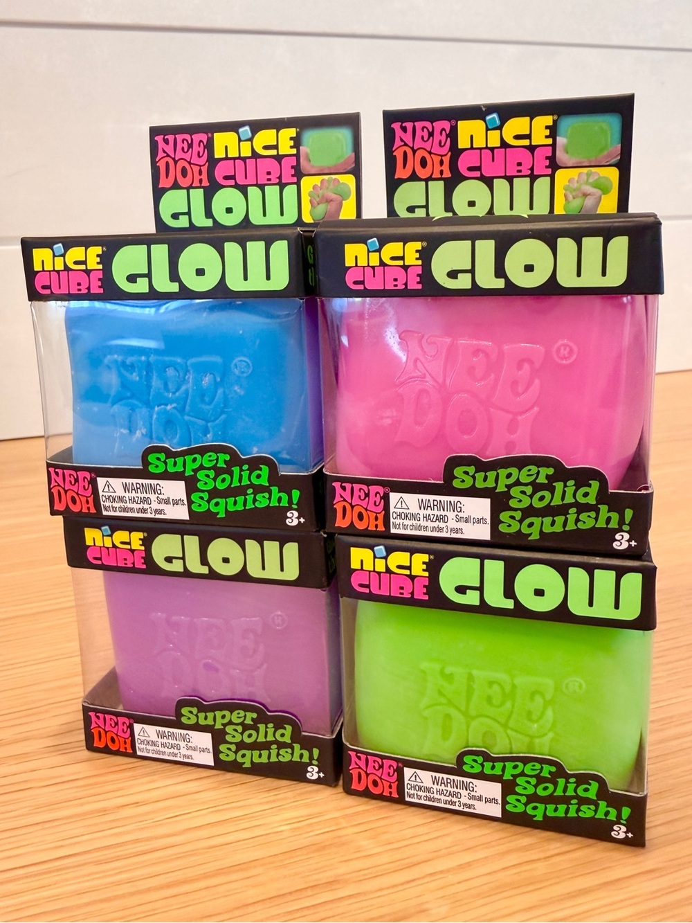 Needoh Nice Cube Glow in the Dark squishy set of 4